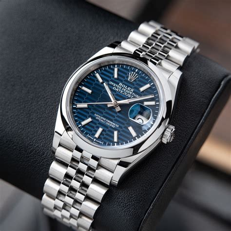 rolex datejust blue dial blanc|Rolex Datejust blue motif.